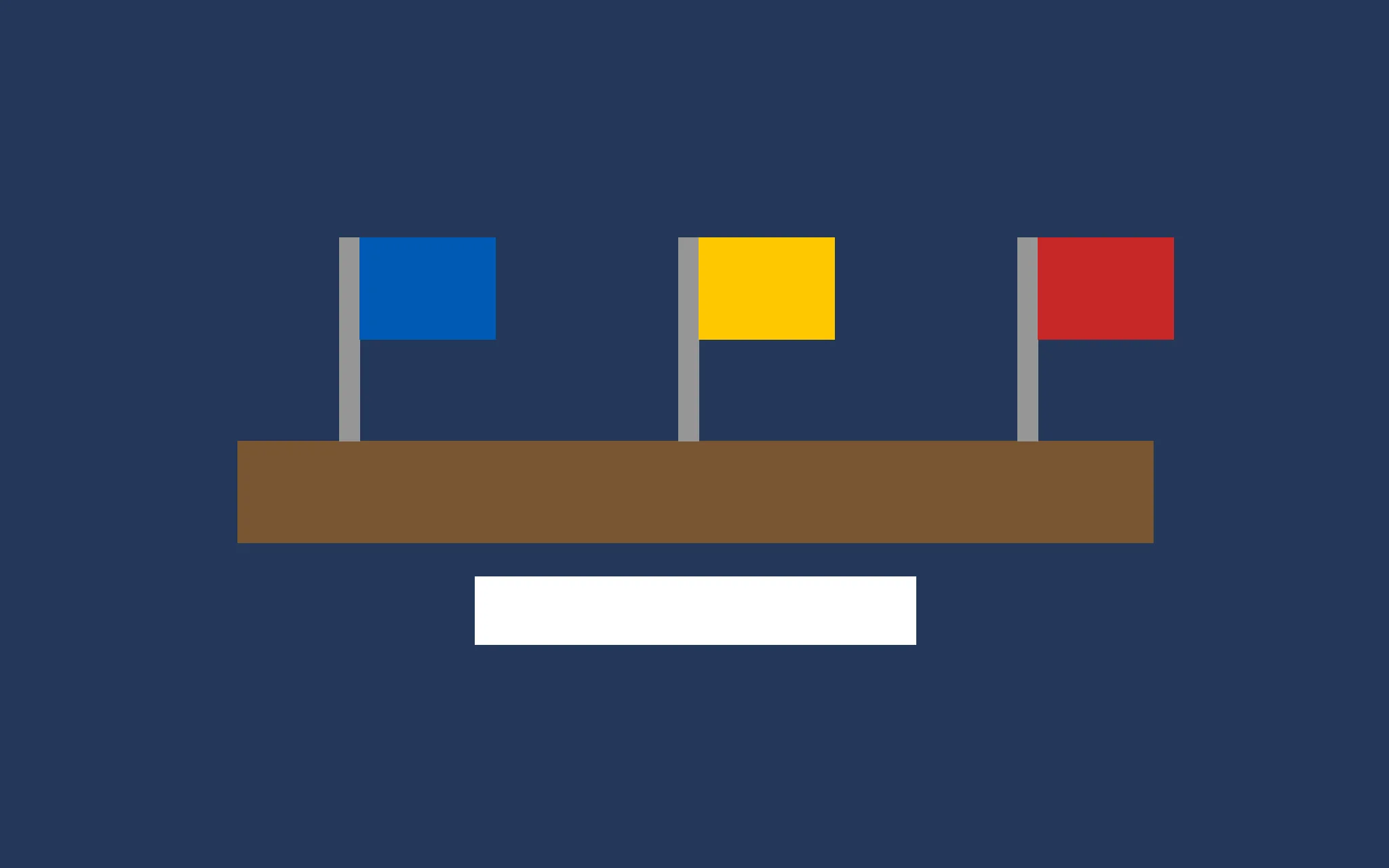 Illustration: Three flags at a negotiating table.