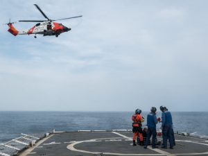 U.S. Coast Guard helicopter over the Atlantic Ocean during search and rescue operations (file photo)