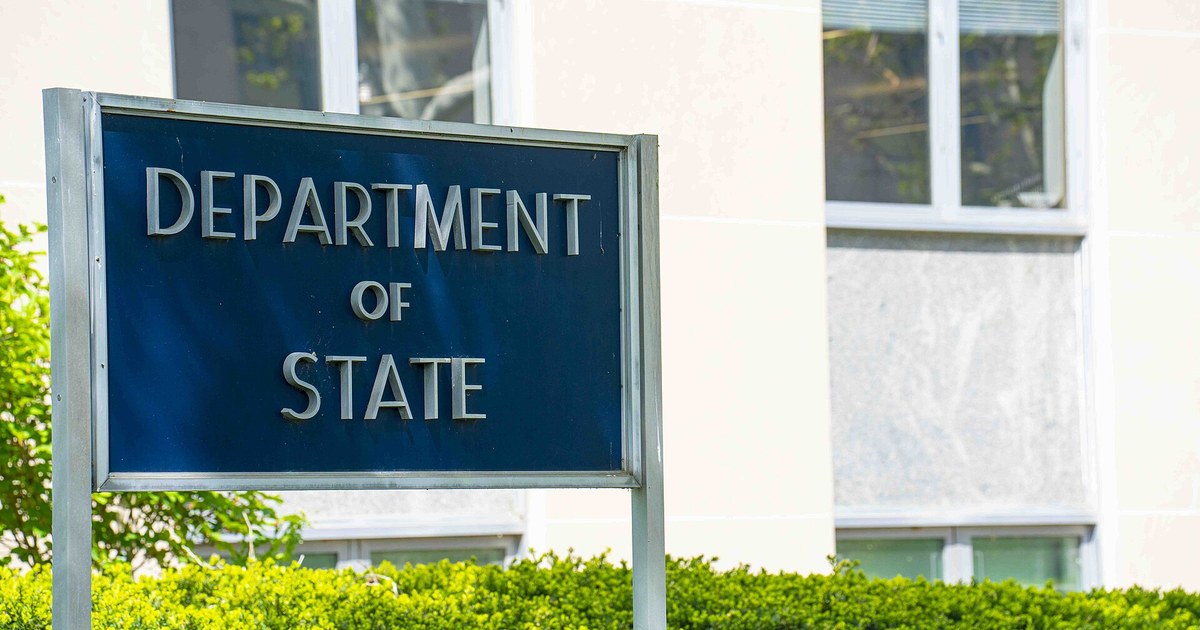 Sign outside the U.S. Department of State headquarters in Washington, D.C.