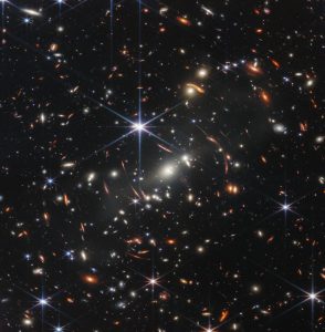 NASA James Webb Space Telescope deep-field image showing thousands of distant galaxies in the galaxy cluster SMACS 0723. Contextual image; not the fast radio burst itself.