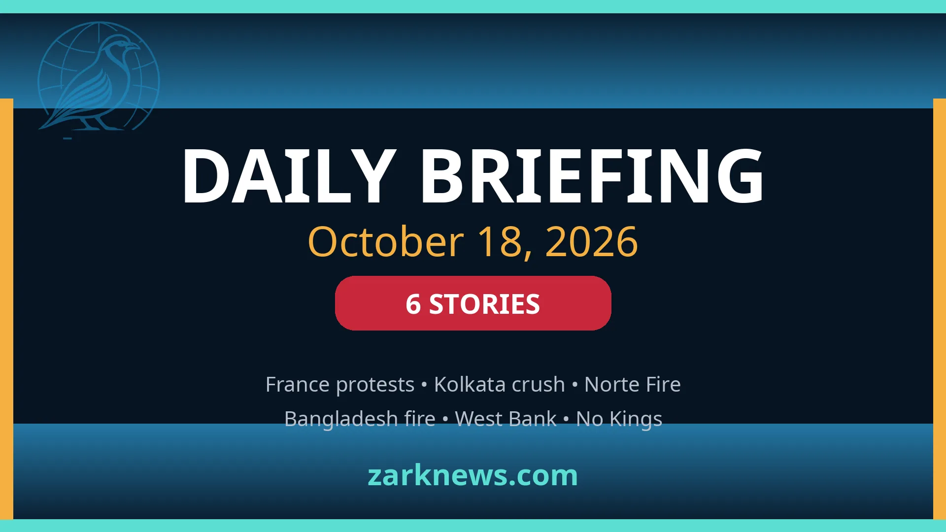 Zark News Daily Briefing — October 18, 2026