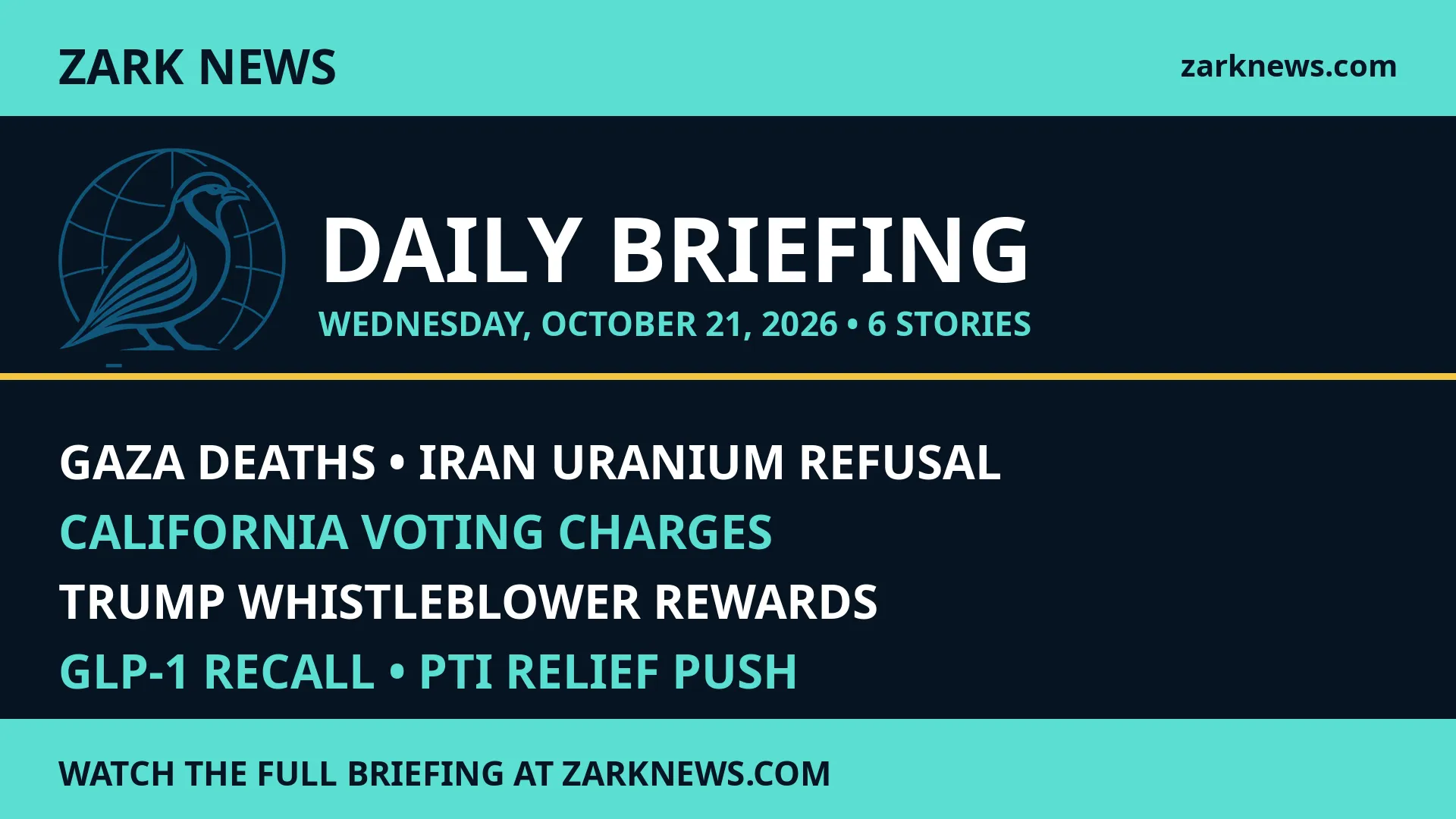 Zark News Daily Briefing — October 21, 2026